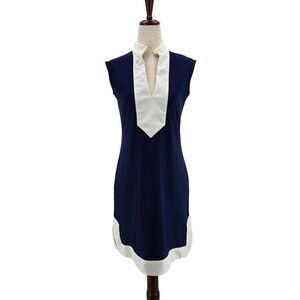 NWT Jude Connally Blue and White V-Neck Mini Dress